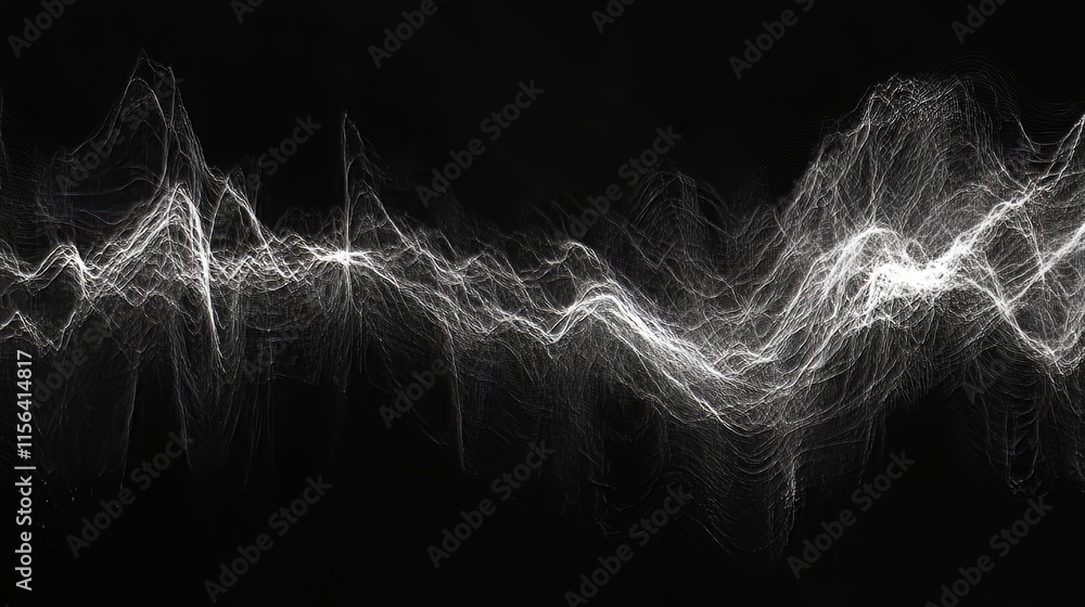 Poster abstract light wave pattern on a dark background, showcasing dynamic energy and movement in a modern