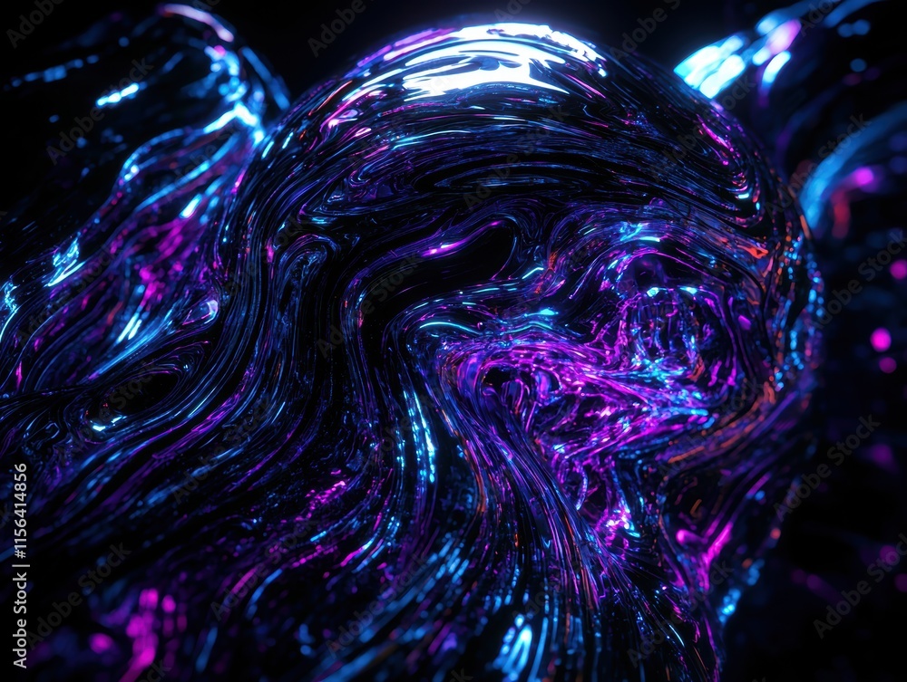 Poster abstract neon swirls in vibrant colors creating dynamic patterns