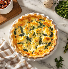 A breakfast quiche is a savory masterpiece, combining a flaky, buttery crust with a rich and creamy filling that's baked to perfection. Each bite offers a harmonious blend of textures, from the crisp