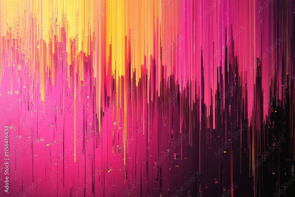 Aufkleber abstract digital artwork featuring vibrant pink and yellow vertical lines, creating a dynamic and en
