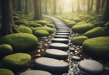 Obraz premium Stepping stones leading upward concept, Small Steps, Big Success