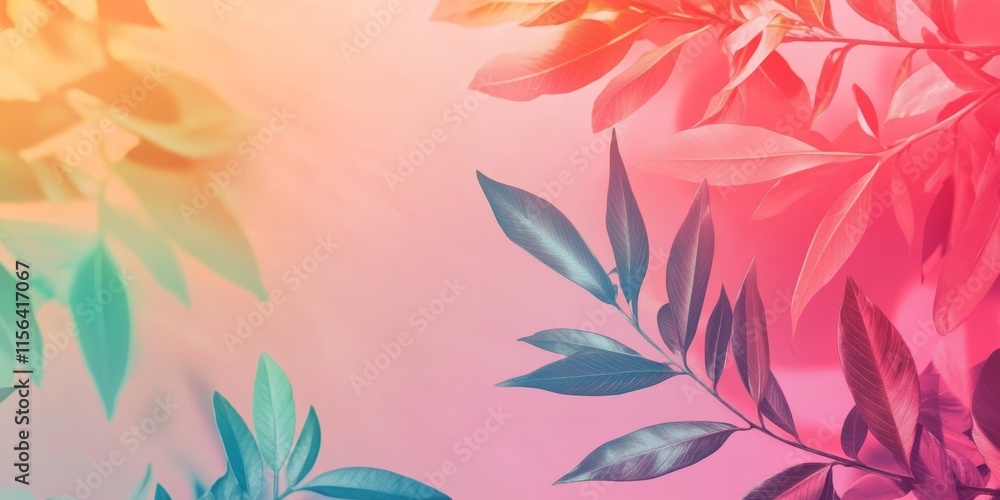 Poster a vibrant abstract background featuring colorful leaves with a gradient light effect, perfect for cr