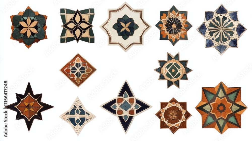 Poster a collection of different shaped stars. some are small and some are large. they are all different co