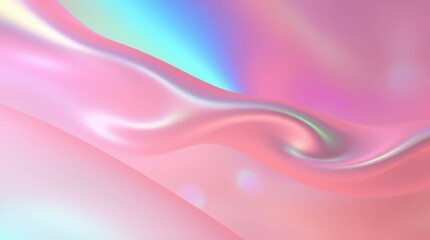 Obraz premium Holographic Dream: A mesmerizing abstract background featuring a flowing wave of iridescent, holographic pink, evoking a sense of ethereal beauty and digital artistry.