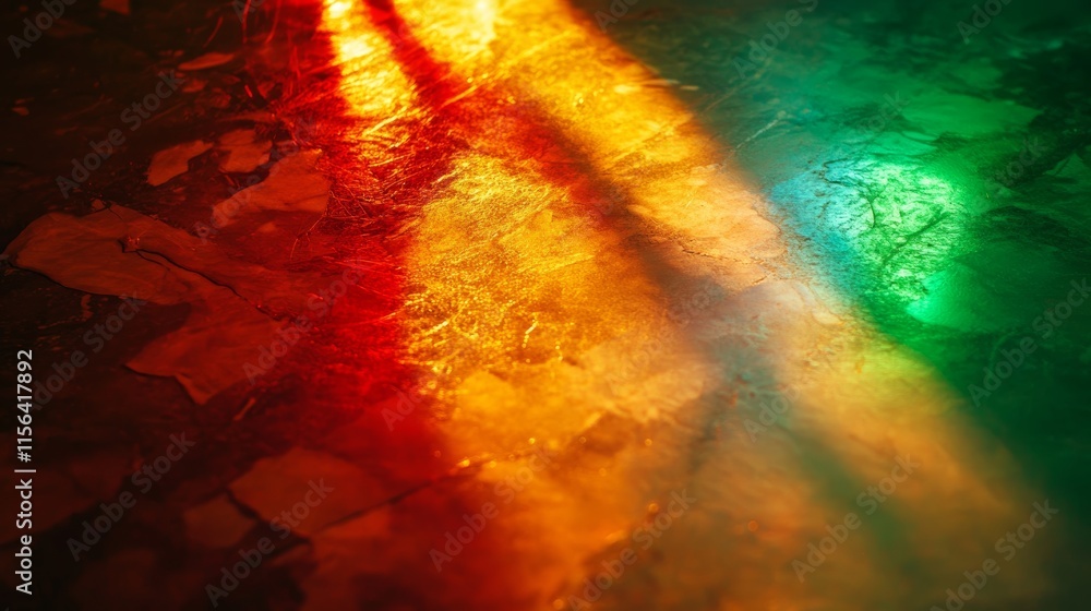Aufkleber a colorful reflection of a person is seen on the ground. the reflection is made up of three differen