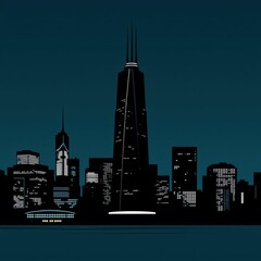 Obraz premium Modern city skyline generated ai. skyline silhouette. cityscape illustration architecture city 