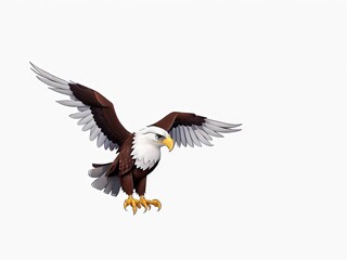 Fototapeta premium 3d cartoon illustration of a 3d white drawing of cute eagle isolated on white background