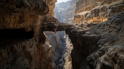Exploring a deep canyon with rugged cliffs illuminated by streams stunning nature landscape breathtaking viewpoint