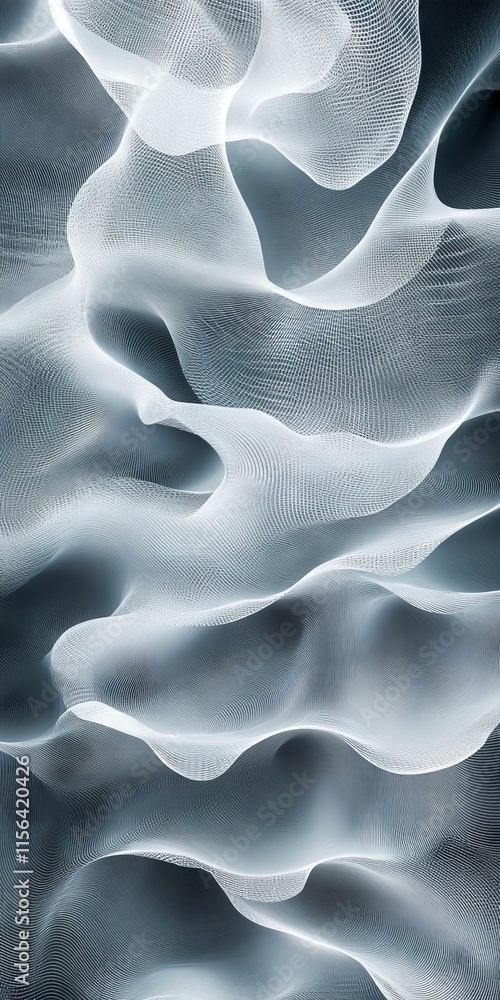 Poster abstract monochrome wave pattern with soft curves and textured surface, ideal for modern artistic ba