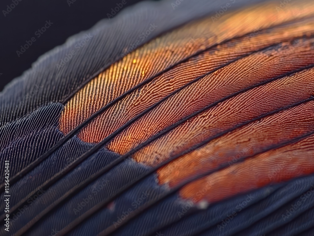 Poster close-up of colorful butterfly wing showing intricate patterns and texture