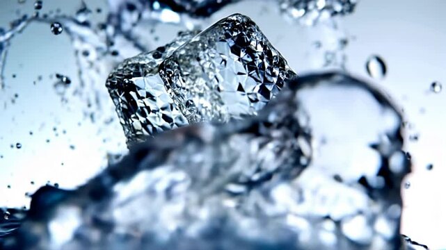ice cube background with water splash. generative ai
