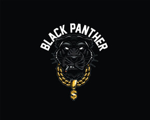 Black Panther Head chain gold illustration