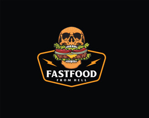 Skull fastfood from hell illustration
