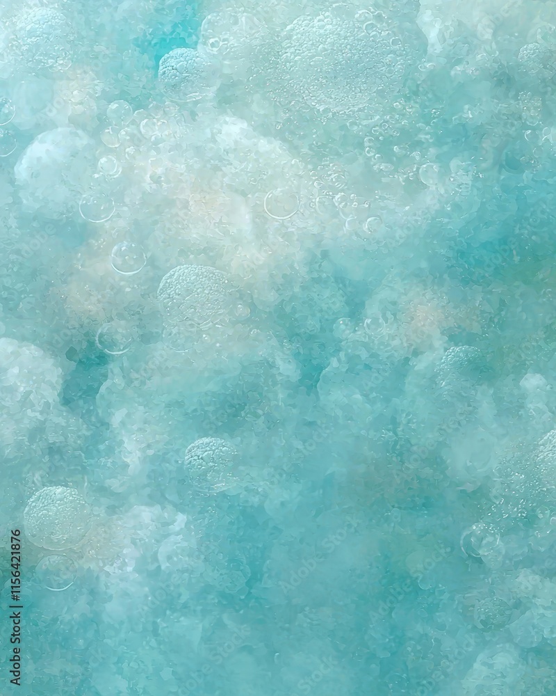 Poster soft blue background with bubbles and water texture for design use
