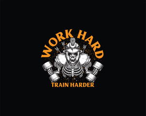 Warrior skull weightlifting Illustration