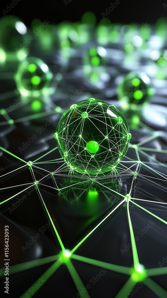 Poster abstract representation of data networks with green technology elements
