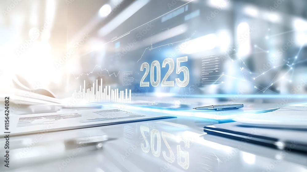 Poster futuristic business data analysis for year two thousand twenty five