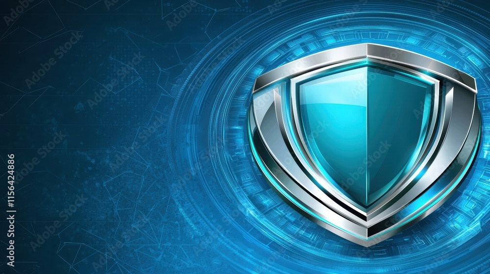 Poster shield icon with futuristic background for security concept design