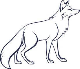 Fox outline vector and straightforward illustration line art design on a white background.