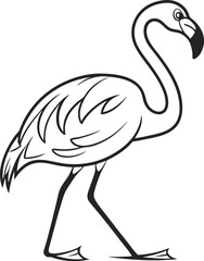 Fototapeta premium Flamingo outline vector and straightforward illustration line art design on a white background.