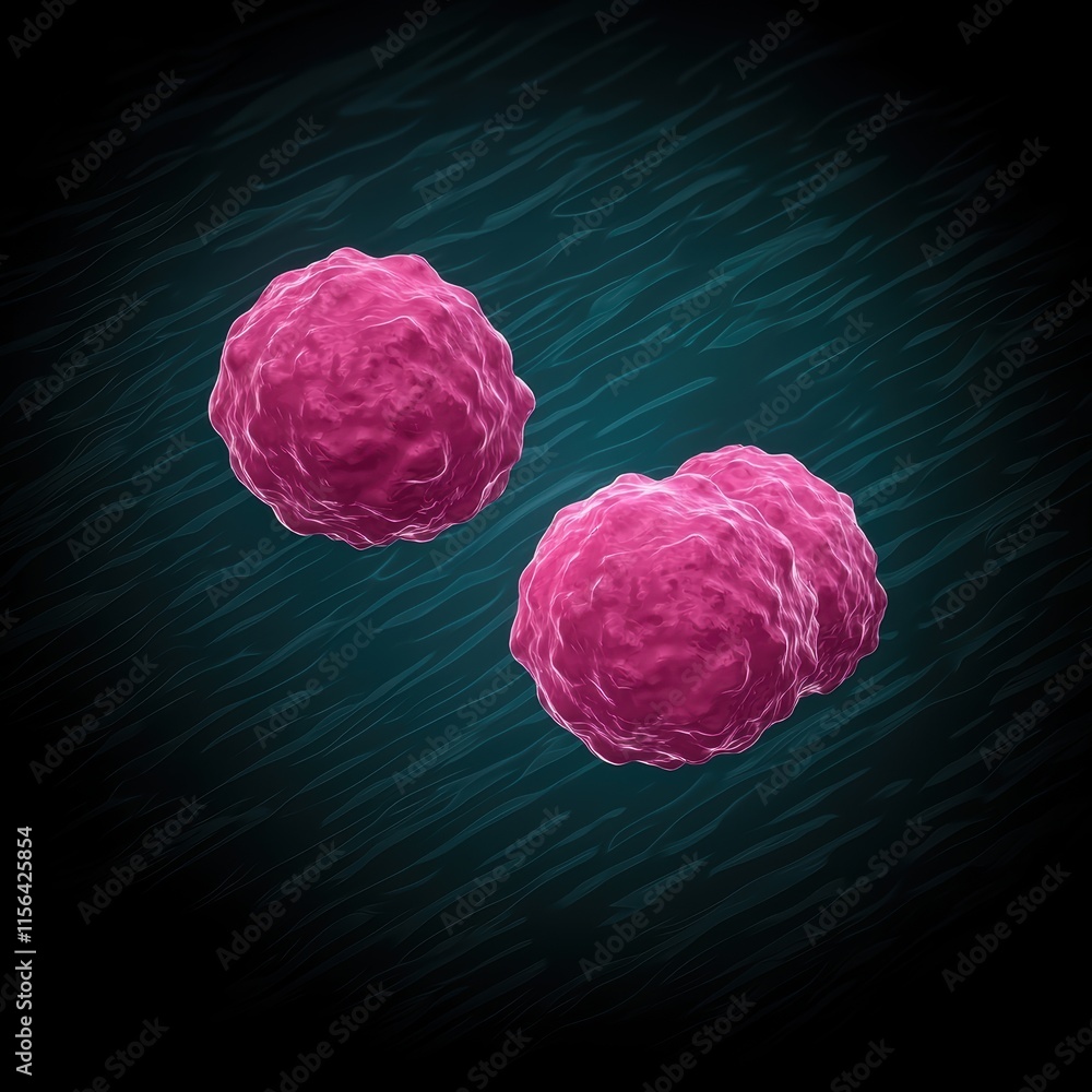 Aufkleber microscopic view of pink cells on dark background in cellular structure