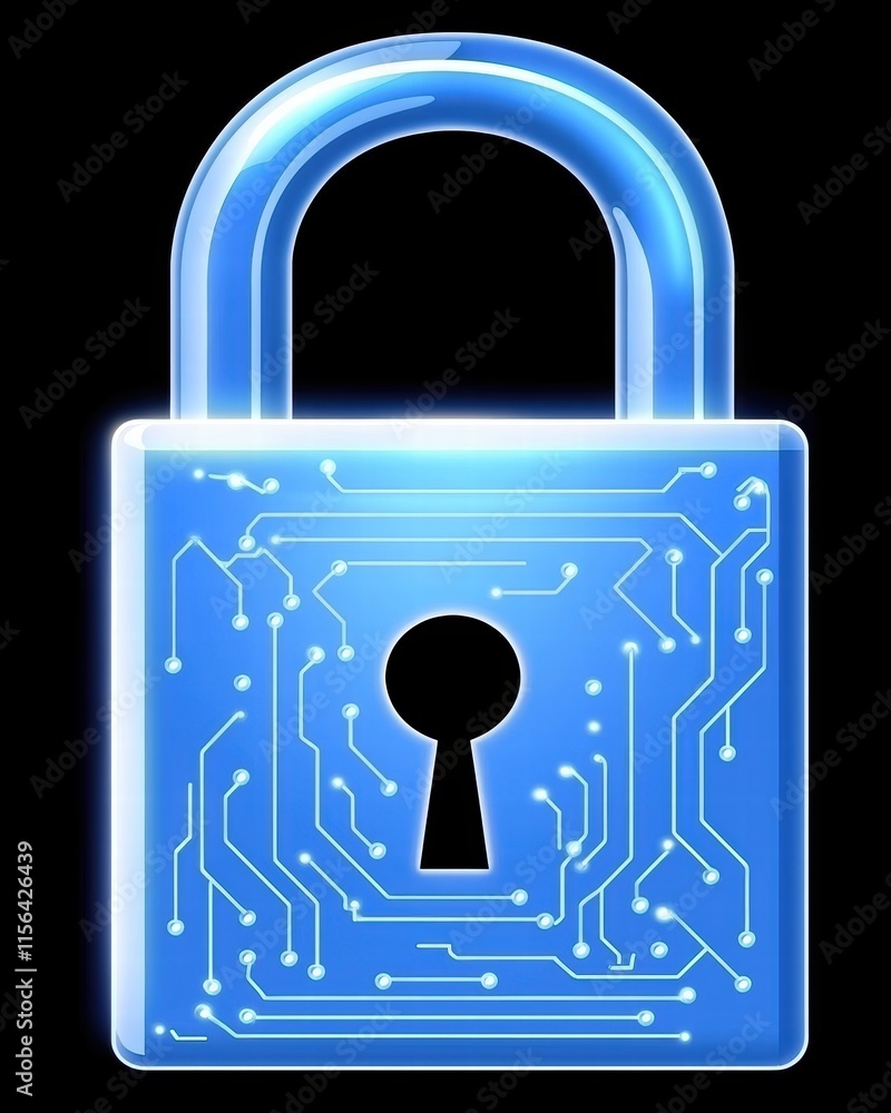 Poster digital lock concept with circuit board design on a dark background
