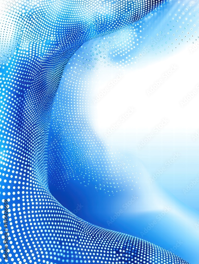 Poster abstract blue wave pattern with dotted texture and smooth gradients