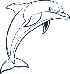 Dolphin outline vector and straightforward illustration line art design on a white background