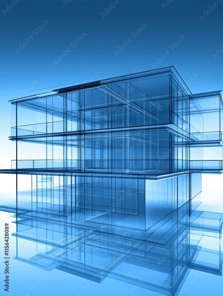 Poster modern architectural design concepts with transparent structures
