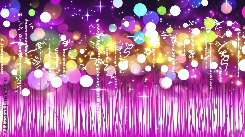 Poster colorful bokeh and abstract light effects with whimsical patterns