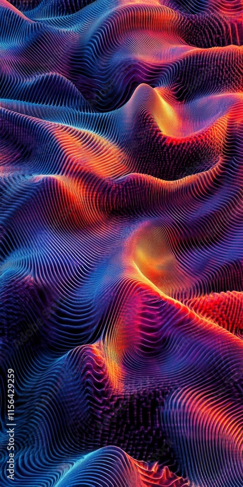 Aufkleber a mesmerizing display of colorful abstract waves and textures, showcasing vibrant digital art in a f