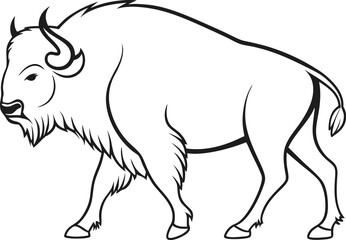 Bison outline vector and illustration line art design on a white background.