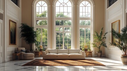 Luxury Living Room with Large Windows