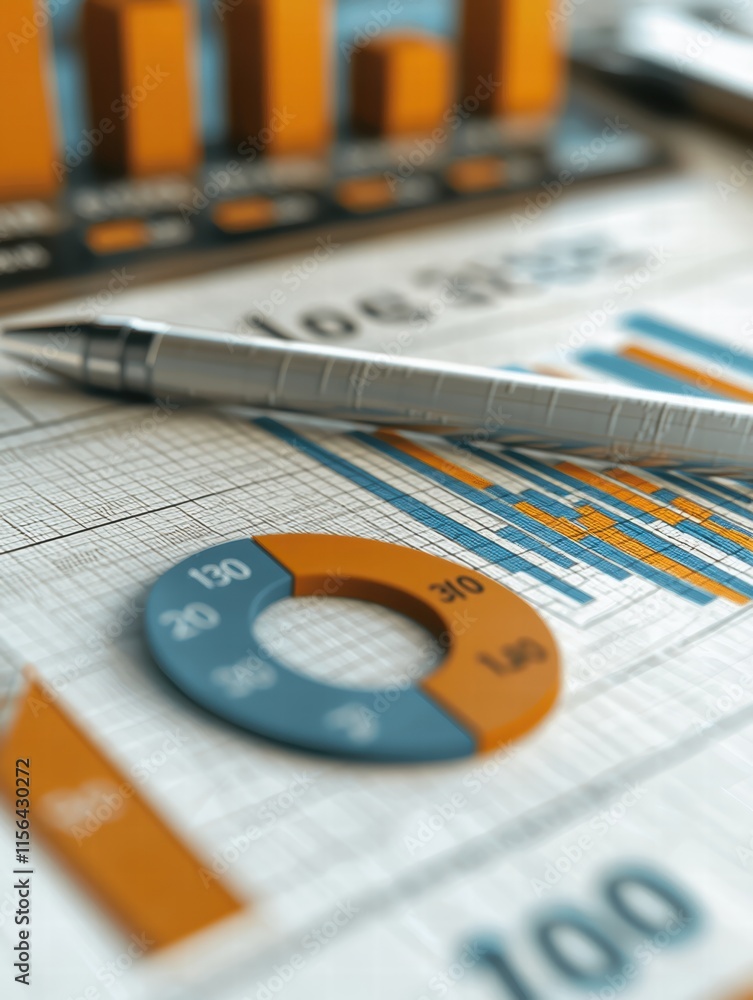 Poster data analysis and business growth representation with graphs and charts