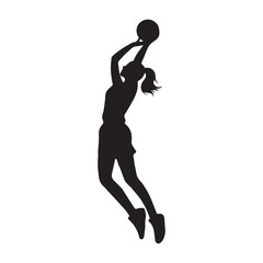 woman playing basketball silhouette black fill vector
