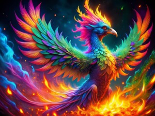 Neon Phoenix: Electric Feathers, Medium Shot AI Art
