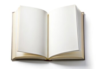 Open Book Mockup: Blank Pages, Bird's Eye View, White Book Isolated