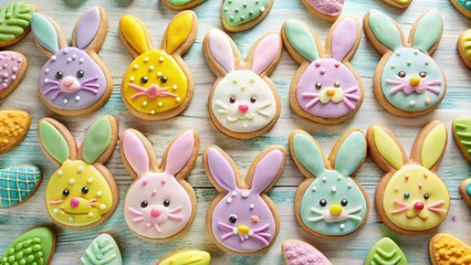 Obraz premium Pastel Easter Bunny Cookies: Rule of Thirds Photography