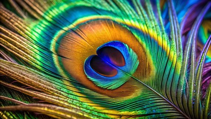 Obraz premium Peacock Feather Close-Up: Jewel-toned Detail, Avian Plume Macro Photography