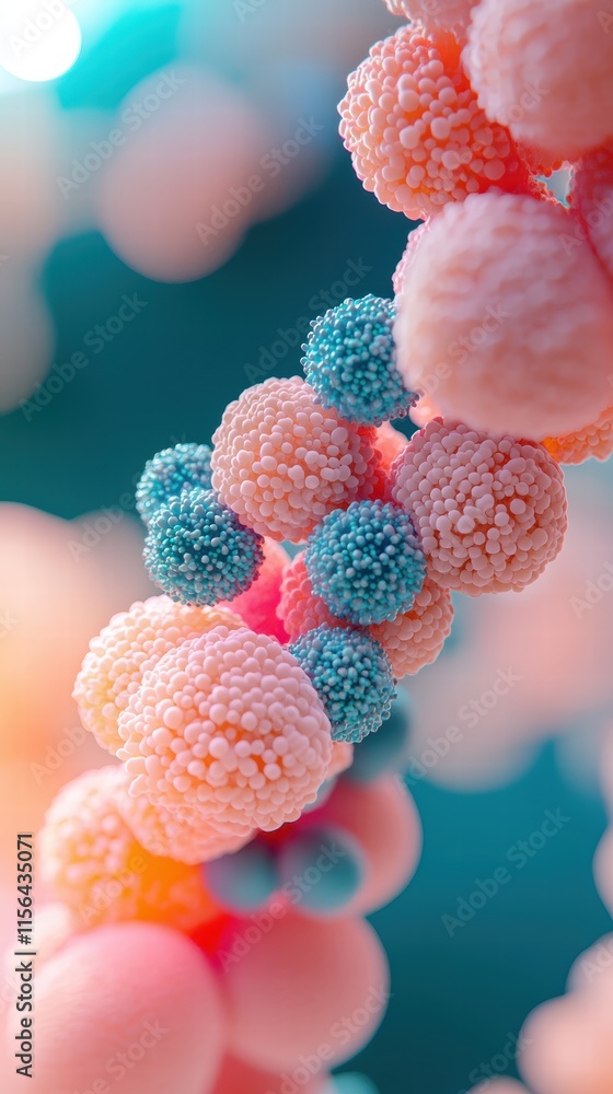 Poster colorful abstract representation of biological cells and structures