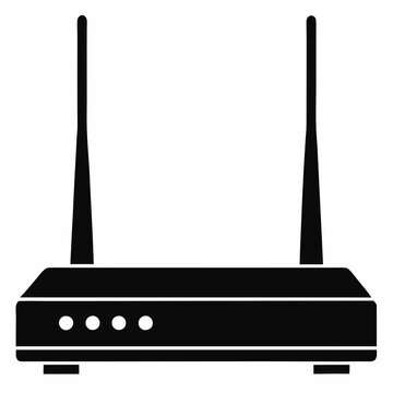 black wifi router with antennas clip art preview