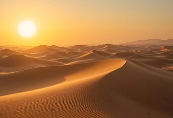 Golden Desert Sands Sunset Landscape Panorama