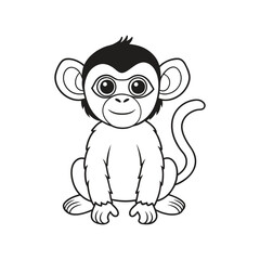 Obraz premium Cute monkey cartoon coloring page illustration vector.