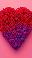 Romantic Red Purple Flower Heart Wreath  Valentine s Day  Floral Design
