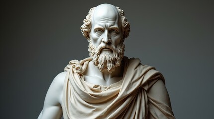 Obraz premium Marble Statue Bust of Ancient Philosopher With Intricate Detail and Realistic Features