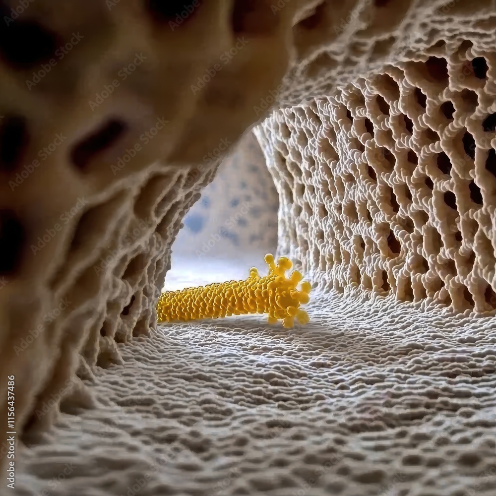 Poster intricate microscopic view of cellular structure in biological context