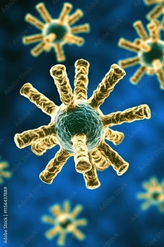 Poster microscopic close-up of virus structure with detailed physical features