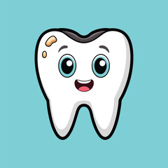 Obraz premium Damaged & broken tooth cartoon vector illustration