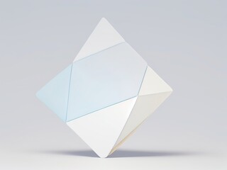 A  prism pyramid on a white background,Futuristic 3D rendering of an iridescent glass pyramid floating on a clean white background,