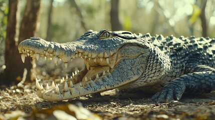 Obraz premium Close-up of a Crocodile in its Habitat
